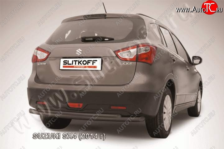 10 349 р. Защита задняя Slitkoff Suzuki SX4 JYB, JYA хэтчбэк дорестайлинг (2013-2016) (Цвет: серебристый)  с доставкой в г. Тамбов