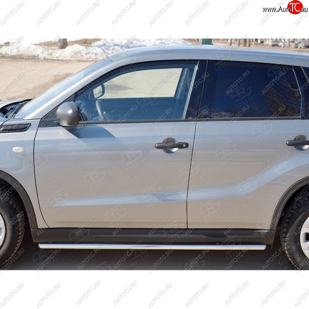 14 299 р. Защита порогов Russtal из круглой трубы диаметром 42 мм v3 Suzuki Vitara LY дорестайлинг (2015-2019)  с доставкой в г. Тамбов