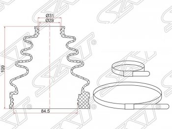 Пыльник ШРУСа (внутренний) SAT Toyota (Тойота) 4Runner (4Раннер)  N180 (1995-2002) N180 5 дв. дорестайлинг, рестайлинг