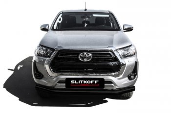 14 899 р. Защита переднего бампера Slitkoff (Ø 76 мм). Toyota Hilux AN120 1-ый рестайлинг (2017-2020) (Сталь с полимерным покрытием. Цвет: черный)  с доставкой в г. Тамбов. Увеличить фотографию 2