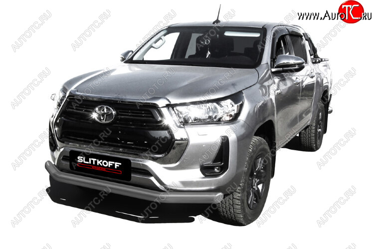 11 849 р. Защита переднего бампера Slitkoff (Ø 76 мм).  Toyota Hilux  AN120 (2017-2020) 1-ый рестайлинг (Сталь с полимерным покрытием. Цвет: серебристый)  с доставкой в г. Тамбов