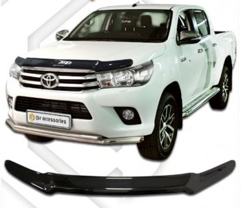 2 599 р. Дефлектор капота CA-Plastiс  Toyota Hilux  AN120 (2016-2020) дорестайлинг, 1-ый рестайлинг (Classic черный, Без надписи)  с доставкой в г. Тамбов. Увеличить фотографию 1