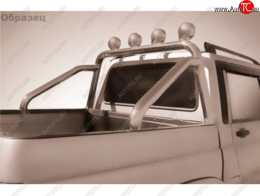 19 999 р. Защитная дуга багажника на Slitkoff (Ø 76 мм, с креплениями под ПТФ)  Toyota Hilux  AN120 (2017-2020) 1-ый рестайлинг (Нержавеющая сталь)  с доставкой в г. Тамбов