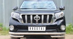 Защита переднего бампера (Ø63 мм с углами, нержавейка) SLITKOFF Toyota (Тойота) Land Cruiser Prado (Лэнд)  J150 (2013-2017) J150 1-ый рестайлинг