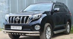 12 999 р. Защита порогов из круглой трубы диаметром 42 мм SLITKOFF Toyota Land Cruiser Prado J150 1-ый рестайлинг (2013-2017)  с доставкой в г. Тамбов. Увеличить фотографию 4