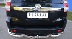 Защита заднего бампера (2 трубы Ø63 и 42 мм уголки, нержавейка) Russtal Toyota Land Cruiser Prado J150 1-ый рестайлинг (2013-2017)