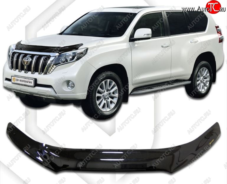 2 299 р. Дефлектор капота CA-Plastiс Toyota Land Cruiser Prado J150 1-ый рестайлинг (2013-2017) (Classic черный, Без надписи)  с доставкой в г. Тамбов