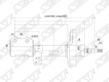 3 199 р. Правый амортизатор передний (2WD, 4WD) SAT Toyota Allion T260 седан дорестайлинг (2007-2010)  с доставкой в г. Тамбов. Увеличить фотографию 1