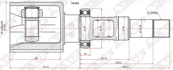 Шрус (внутренний/левый) SAT (25*20*35 мм)  Allion  T260, Corolla Axio ( (E140) седан,  (E160) седан), IQ, Isis  XM10, Verso  R20, Wish  XE20