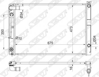 Радиатор двигателя SAT Toyota (Тойота) Alphard (Алфард)  H10 (2002-2008) H10 дорестайлинг, рестайлинг