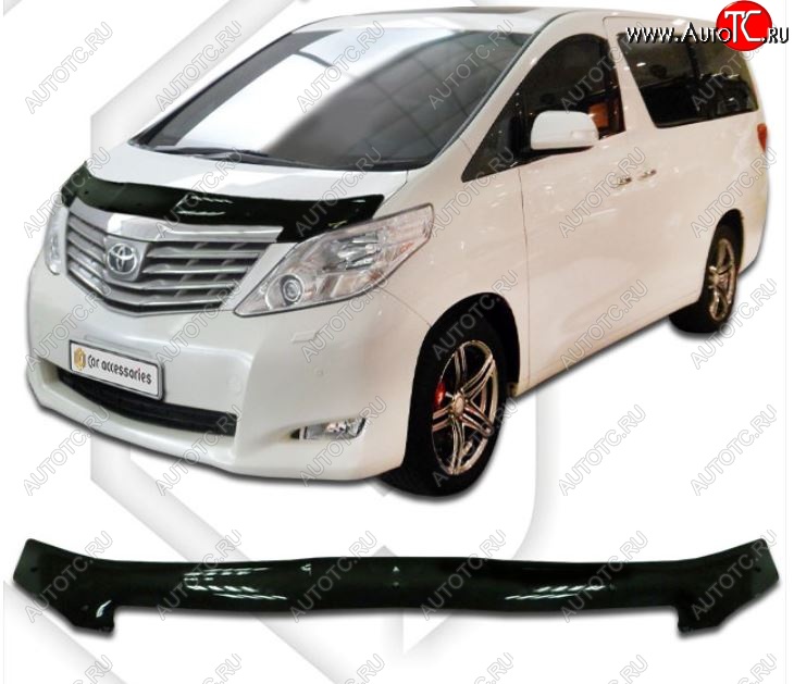 2 199 р. Дефлектор капота (ANH20W) CA-Plastiс  Toyota Alphard  H20 (2008-2011) дорестайлинг (Classic черный, Без надписи)  с доставкой в г. Тамбов