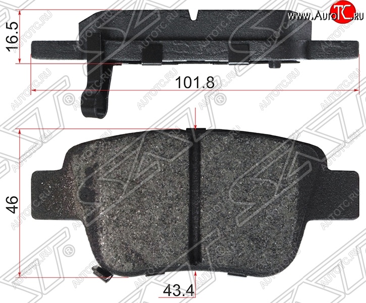 849 р. Колодки тормозные SAT (задние) Toyota Avensis T250 седан дорестайлинг (2003-2006)  с доставкой в г. Тамбов