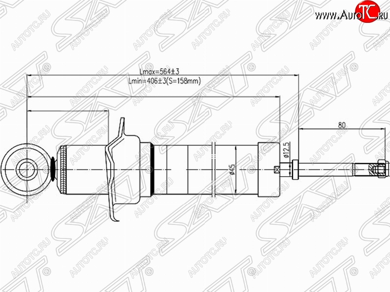 2 459 р. Амортизатор задний SAT (установка на левую или правую сторону) Toyota Crown S170 седан (1999-2003)  с доставкой в г. Тамбов