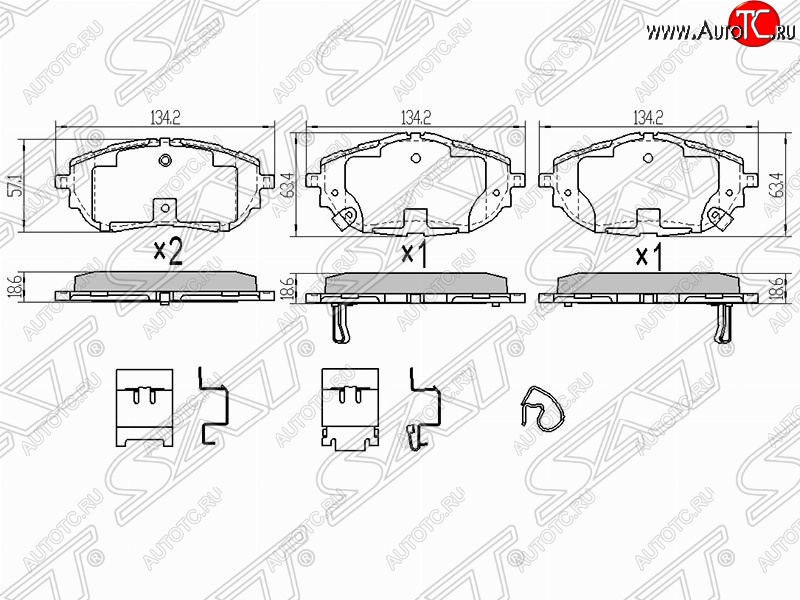 1 499 р. Колодки тормозные (передние) SAT Toyota Corolla E150 седан дорестайлинг (2006-2010)  с доставкой в г. Тамбов