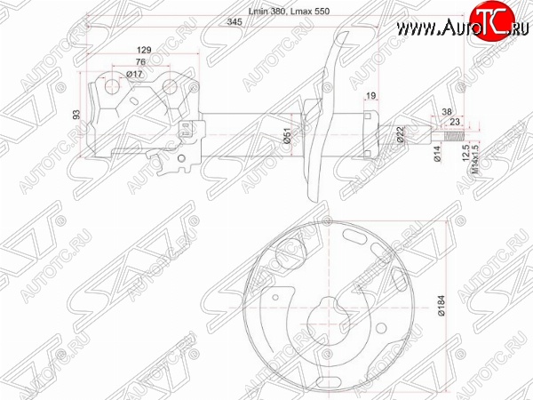 3 899 р. Левый амортизатор передний SAT  Toyota Auris  E150 - Corolla Rumion  E150  с доставкой в г. Тамбов