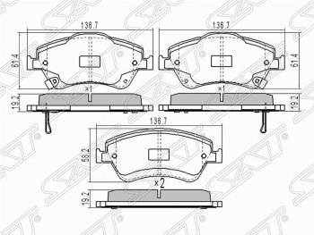 1 279 р. Колодки тормозные (передние) SAT Toyota Auris E150 хэтчбэк 5 дв. дорестайлинг (2006-2010)  с доставкой в г. Тамбов. Увеличить фотографию 1