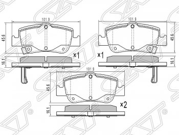 759 р. Колодки тормозные SAT (задние) Toyota Auris E150 хэтчбэк 5 дв. дорестайлинг (2006-2010)  с доставкой в г. Тамбов. Увеличить фотографию 1