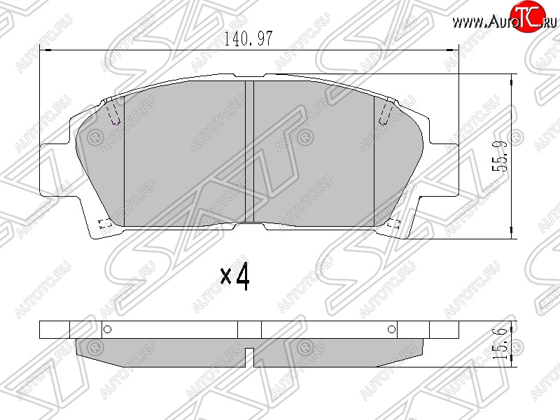 1 349 р. Колодки тормозные SAT (передние) Toyota Caldina T190 дорестайлинг универсал (1992-1995)  с доставкой в г. Тамбов