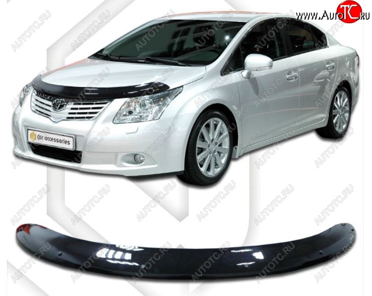 2 149 р. Дефлектор капота CA-Plastiс  Toyota Avensis ( T270 седан,  T270 универсал) (2008-2015) дорестайлинг, дорестайлинг, 1-ый рестайлинг, 1-ый рестайлинг (Classic черный, Без надписи)  с доставкой в г. Тамбов