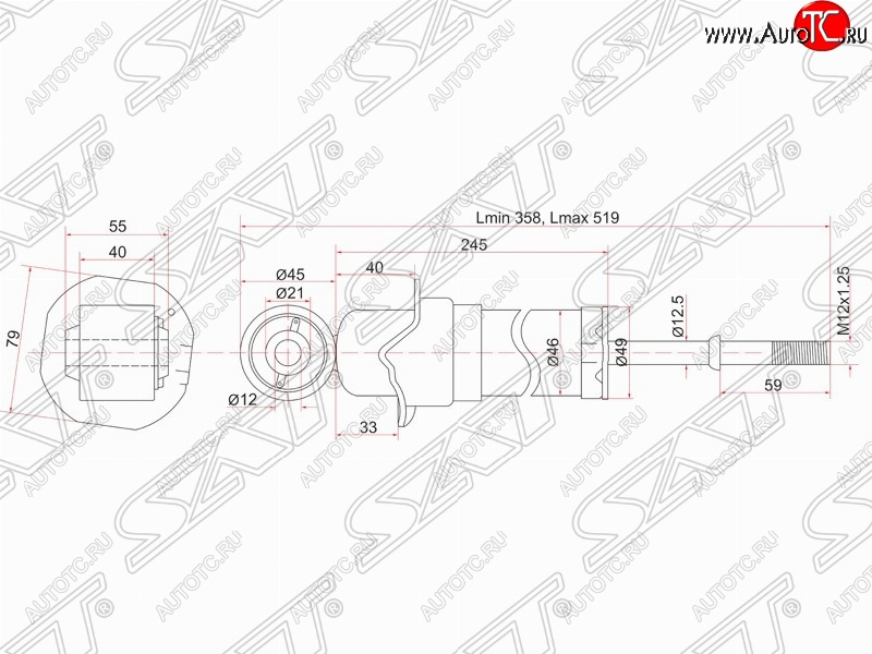 2 399 р. Амортизатор задний SAT Toyota Avensis T250 седан дорестайлинг (2003-2006)  с доставкой в г. Тамбов