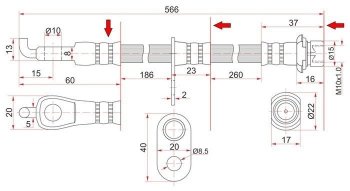 759 р. Тормозной шланг SAT (передний)  Toyota bB  1 - WILL  с доставкой в г. Тамбов. Увеличить фотографию 1