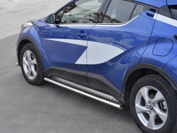 30 649 р. Пороги труба 120х60 Russtal (овал с проступью) Toyota C-HR NGX10, ZGX10 дорестайлинг (2016-2019)  с доставкой в г. Тамбов. Увеличить фотографию 3