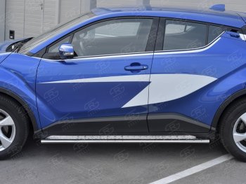 20 749 р. Пороги труба 75х42 Russtal (овал с проступью) Toyota C-HR NGX10, ZGX10 дорестайлинг (2016-2019)  с доставкой в г. Тамбов. Увеличить фотографию 2