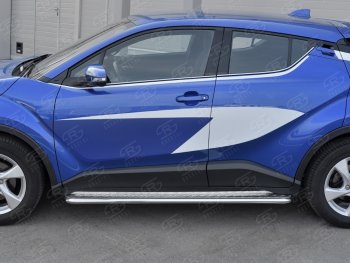 20 749 р. Пороги труба d42 с листом Russtal Toyota C-HR NGX10, ZGX10 дорестайлинг (2016-2019) (Лист алюм, проф. нерж)  с доставкой в г. Тамбов. Увеличить фотографию 2