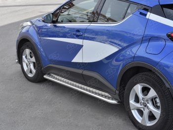 20 749 р. Пороги труба d42 с листом Russtal Toyota C-HR NGX10, ZGX10 дорестайлинг (2016-2019) (Лист алюм, проф. нерж)  с доставкой в г. Тамбов. Увеличить фотографию 3