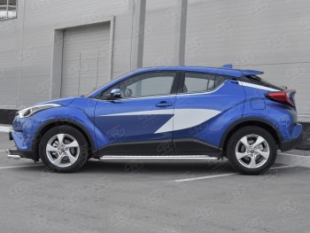 Пороги труба d42 с листом Russtal Toyota C-HR NGX10, ZGX10 дорестайлинг (2016-2019)