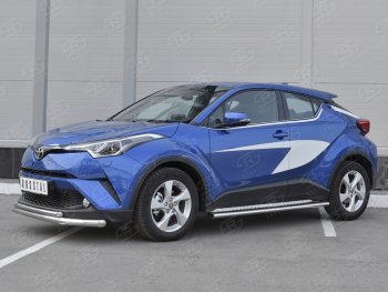 15 599 р. Защита переднего бампера (2 трубы Ø63 и 42 мм, нержавейка) SLITKOFF Toyota C-HR NGX10, ZGX10 дорестайлинг (2016-2019)  с доставкой в г. Тамбов. Увеличить фотографию 2