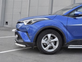 15 599 р. Защита переднего бампера (2 трубы Ø63 и 42 мм, нержавейка) SLITKOFF Toyota C-HR NGX10, ZGX10 дорестайлинг (2016-2019)  с доставкой в г. Тамбов. Увеличить фотографию 3