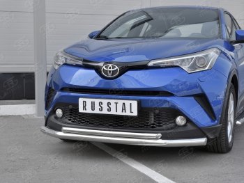 15 599 р. Защита переднего бампера (2 трубы Ø63 и 42 мм, нержавейка) SLITKOFF Toyota C-HR NGX10, ZGX10 дорестайлинг (2016-2019)  с доставкой в г. Тамбов. Увеличить фотографию 4