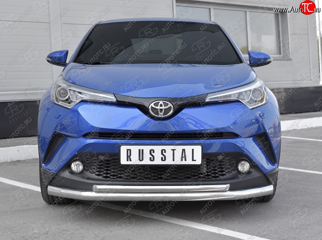 15 599 р. Защита переднего бампера (2 трубы Ø63 и 42 мм, нержавейка) SLITKOFF Toyota C-HR NGX10, ZGX10 дорестайлинг (2016-2019)  с доставкой в г. Тамбов