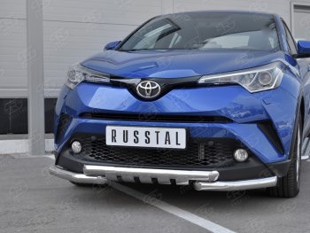 20 399 р. Защита переднего бампера (Ø63 мм с клыками, нержавейка) SLITKOFF  Toyota C-HR  NGX10, ZGX10 (2016-2019) дорестайлинг  с доставкой в г. Тамбов. Увеличить фотографию 4