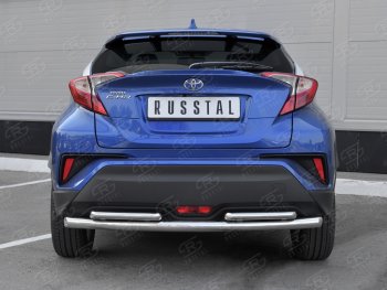 Защита заднего бампера d63/d42 Russtal (дуги) Toyota C-HR NGX10, ZGX10 дорестайлинг (2016-2019)