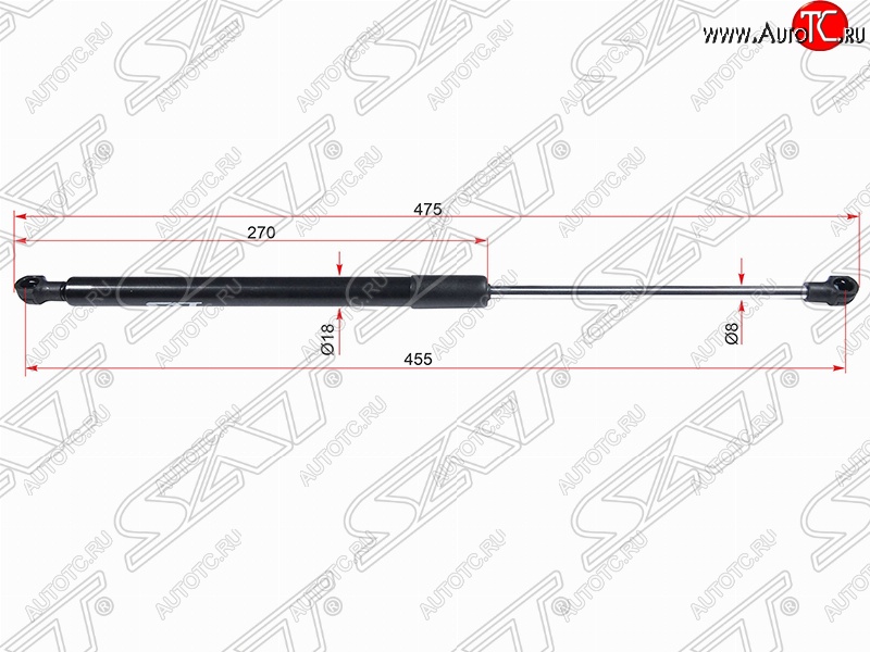 799 р. Правый газовый упор крышки багажника SAT  Toyota Caldina  T240 (2002-2007) универсал дорестайлинг, универсал рестайлинг  с доставкой в г. Тамбов