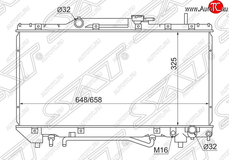 4 599 р. Радиатор двигателя SAT Toyota Caldina T190 дорестайлинг универсал (1992-1995)  с доставкой в г. Тамбов