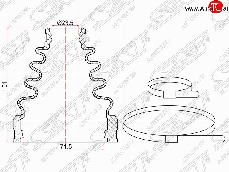 329 р. Пыльник ШРУСа (внутренний/передний) SAT  Toyota Camry  XV30 (2001-2006) дорестайлинг, рестайлинг  с доставкой в г. Тамбов