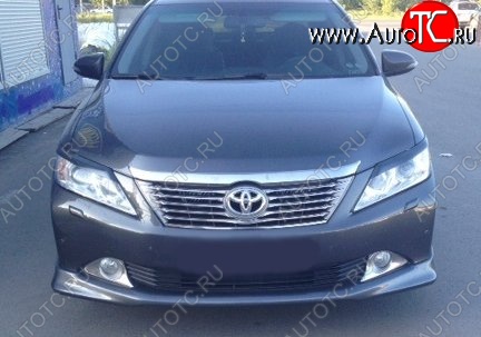 3 999 р. Накладка на передний бампер CT Toyota Camry XV50 дорестайлинг (2011-2014) (Неокрашенная)  с доставкой в г. Тамбов