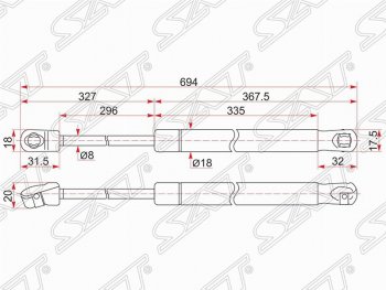 Упор капота SAT (газовый, LH=RH) Toyota Camry XV55 1-ый рестайлинг (2014-2017)