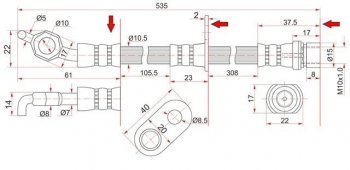 Тормозной шланг SAT (задний, левый/правый)  Camry  V40, Vista  седан