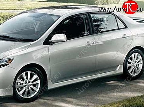 7 399 р. Пороги накладки CT Toyota Corolla E150 седан рестайлинг (2009-2013) (Неокрашенные)  с доставкой в г. Тамбов