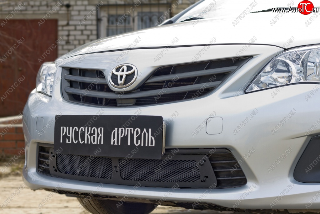 1 569 р. Защитная сетка решетки переднего бампера РА  Toyota Corolla  E150 (2009-2013) седан рестайлинг  с доставкой в г. Тамбов