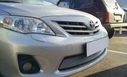 1 539 р. Сетка на бампер Russtal (хром) Toyota Corolla E150 седан рестайлинг (2009-2013)  с доставкой в г. Тамбов. Увеличить фотографию 2