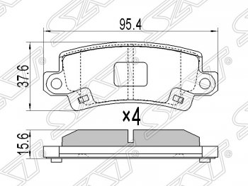 729 р. Колодки тормозные SAT (задние)  Toyota Corolla Fielder  E120 (2000-2006) универсал дорестайлинг, универсал 1-ый рестайлинг, универсал 2-ой рестайлинг  с доставкой в г. Тамбов. Увеличить фотографию 1