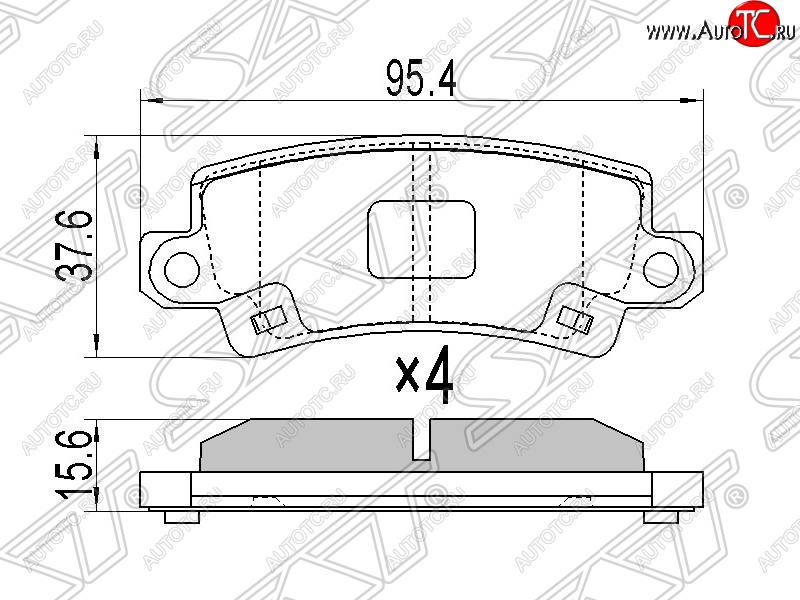 729 р. Колодки тормозные SAT (задние)  Toyota Corolla Fielder  E120 (2000-2006) универсал дорестайлинг, универсал 1-ый рестайлинг, универсал 2-ой рестайлинг  с доставкой в г. Тамбов