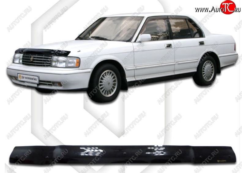 1 829 р. Дефлектор капота CA-Plastiс  Toyota Crown  S130 (1991-1999) седан 2-ой рестайлинг (Classic черный, Без надписи)  с доставкой в г. Тамбов