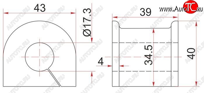 183 р. Резиновая втулка заднего стабилизатора (D=17.3) SAT Toyota Crown S150 седан дорестайлинг (1995-1997)  с доставкой в г. Тамбов