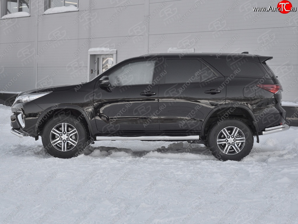 19 599 р. Пороги труба d76 с накладкой (v2) SLITKOFF  Toyota Fortuner  AN160 (2015-2025) дорестайлинг, рестайлинг  с доставкой в г. Тамбов